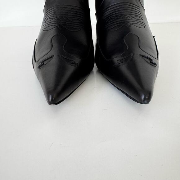 Anine Bing Rae Tall Leather Boots Kitten Heel Western Black 40 (US 10) - Picture 4 of 16